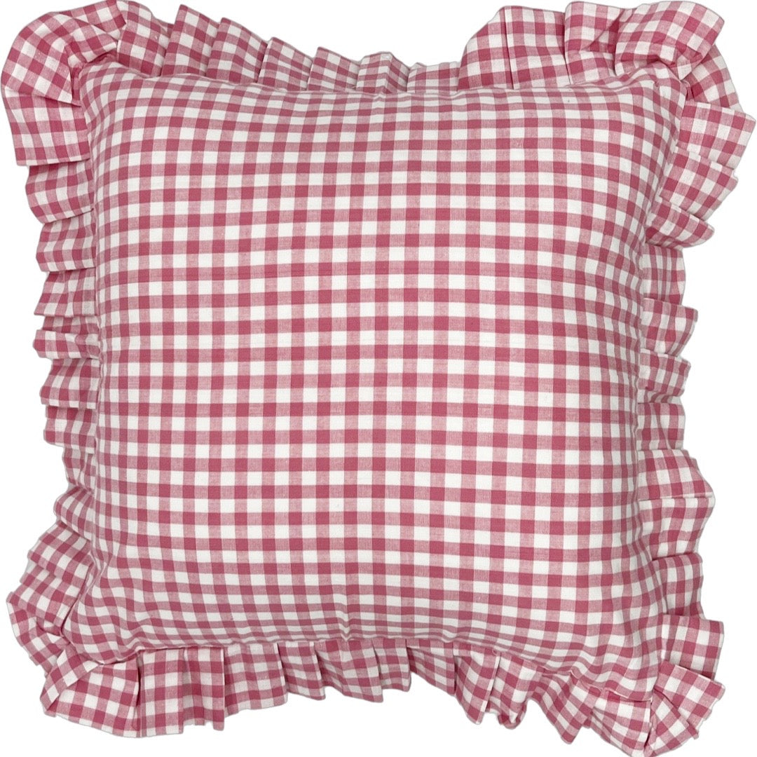 Ruffled Gingham Pillow Cover