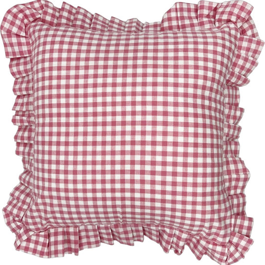 Ruffled Gingham Pillow Cover
