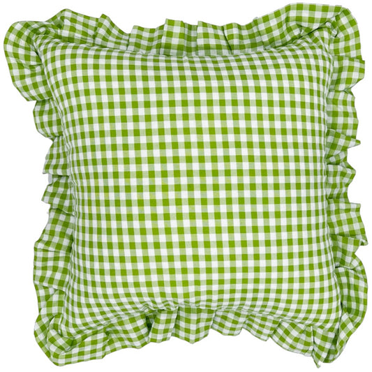 Ruffled Gingham Pillow Cover