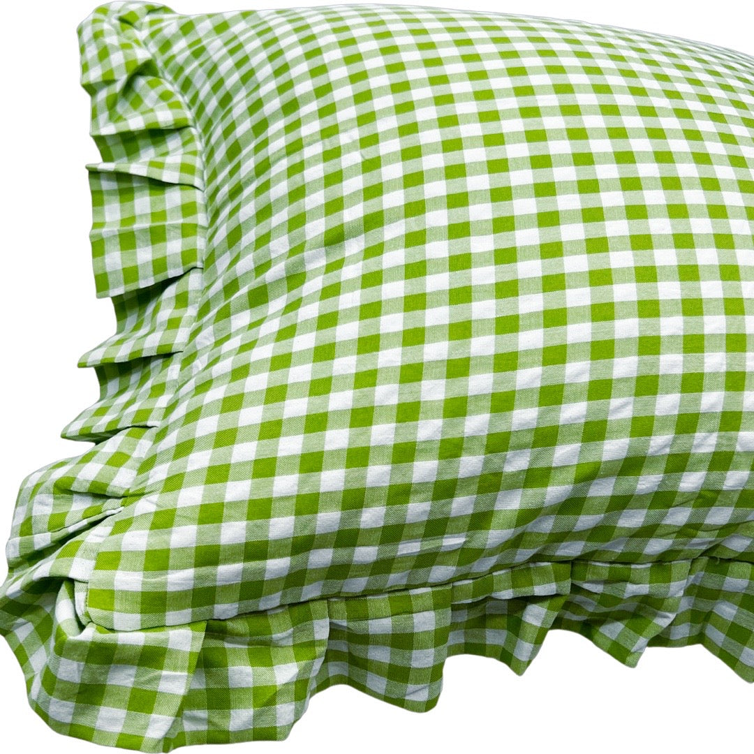 Ruffled Gingham Pillow Cover