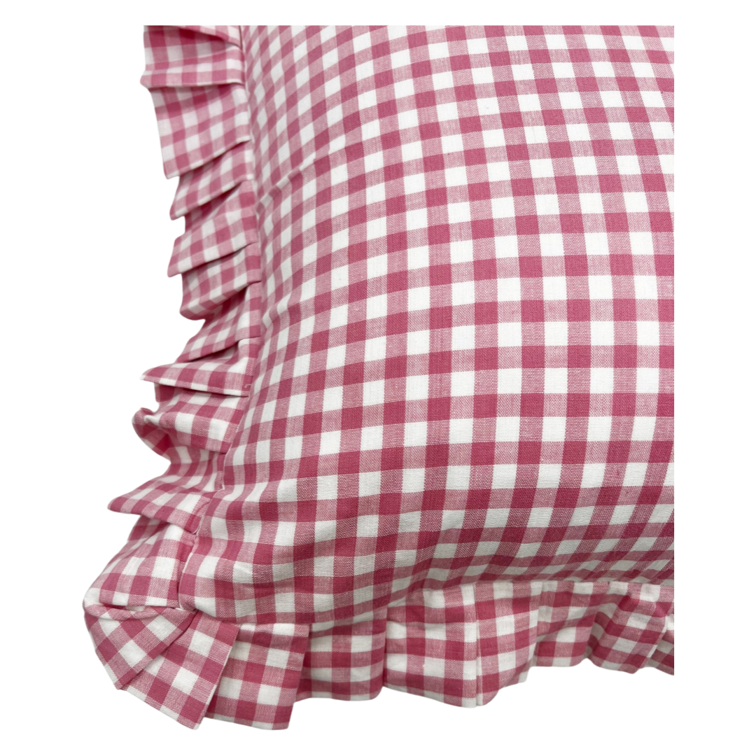 Ruffled Gingham Pillow Cover