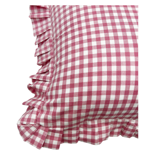 Ruffled Gingham Pillow Cover