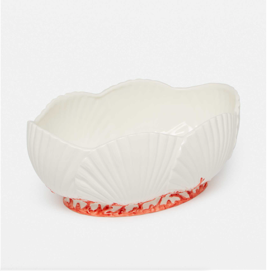 Coral and Shell Serving Bowl