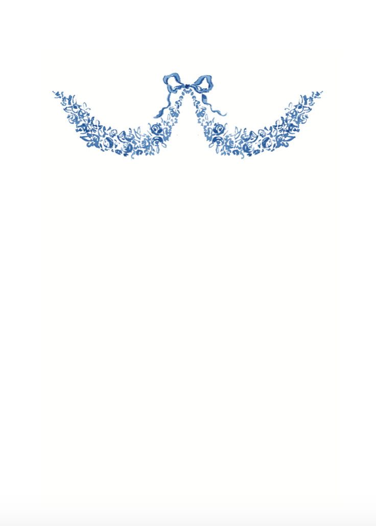 Blue Bow Menu Invitation Set
