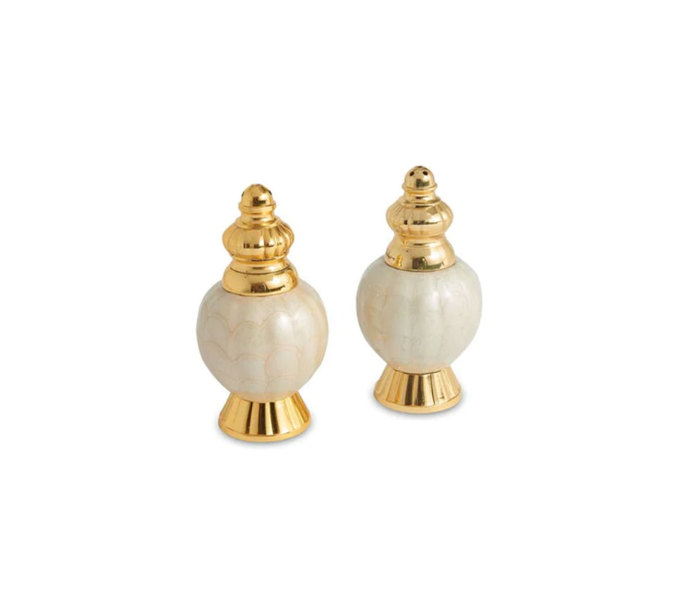 Peony Gold Salt and Pepper Set, Snow