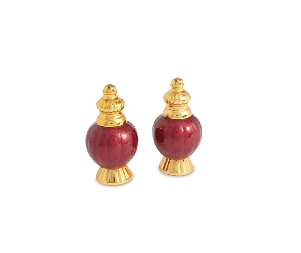 Peony Gold Salt and Pepper Set, Pomegranate
