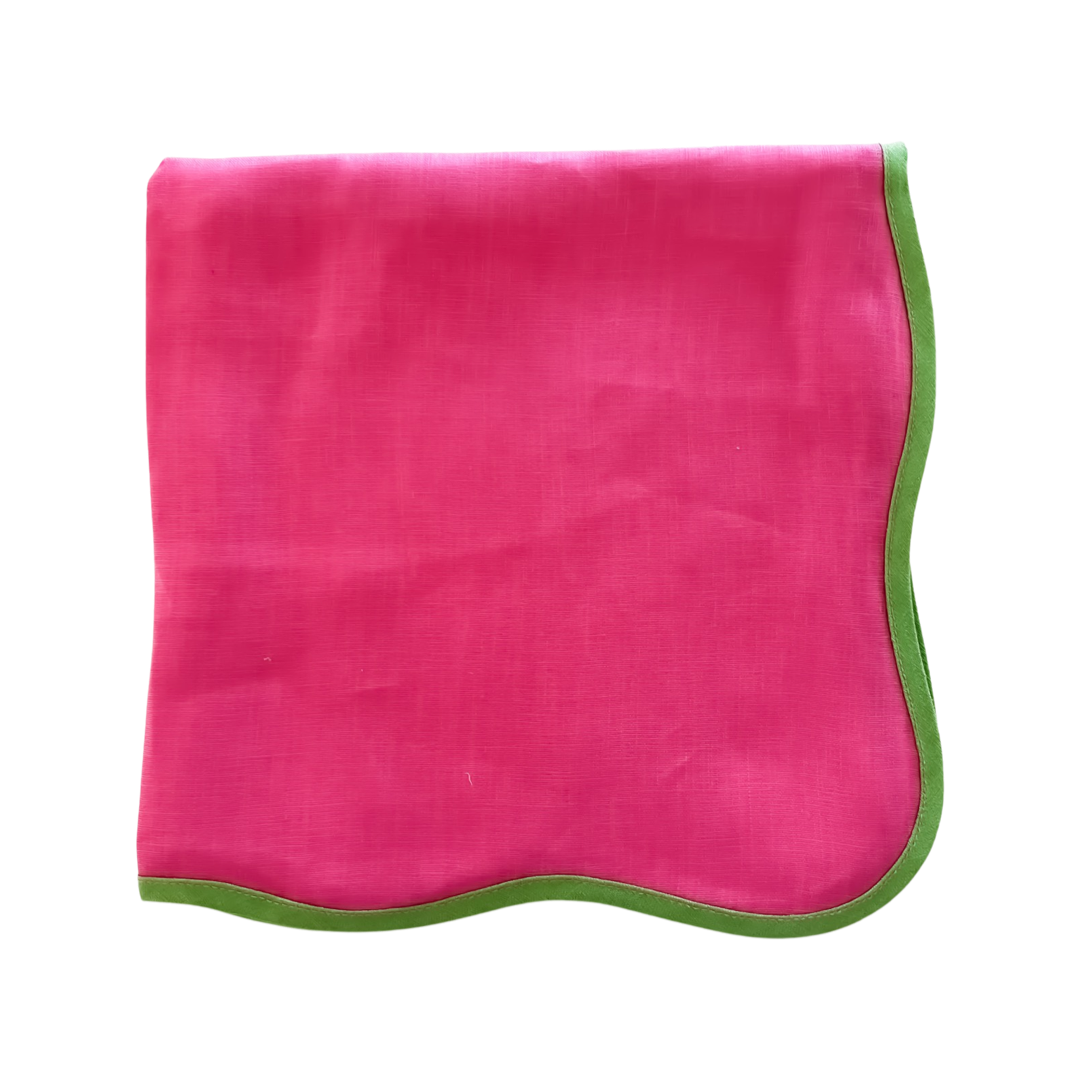Set of 4 Wave Napkin, Pink Green