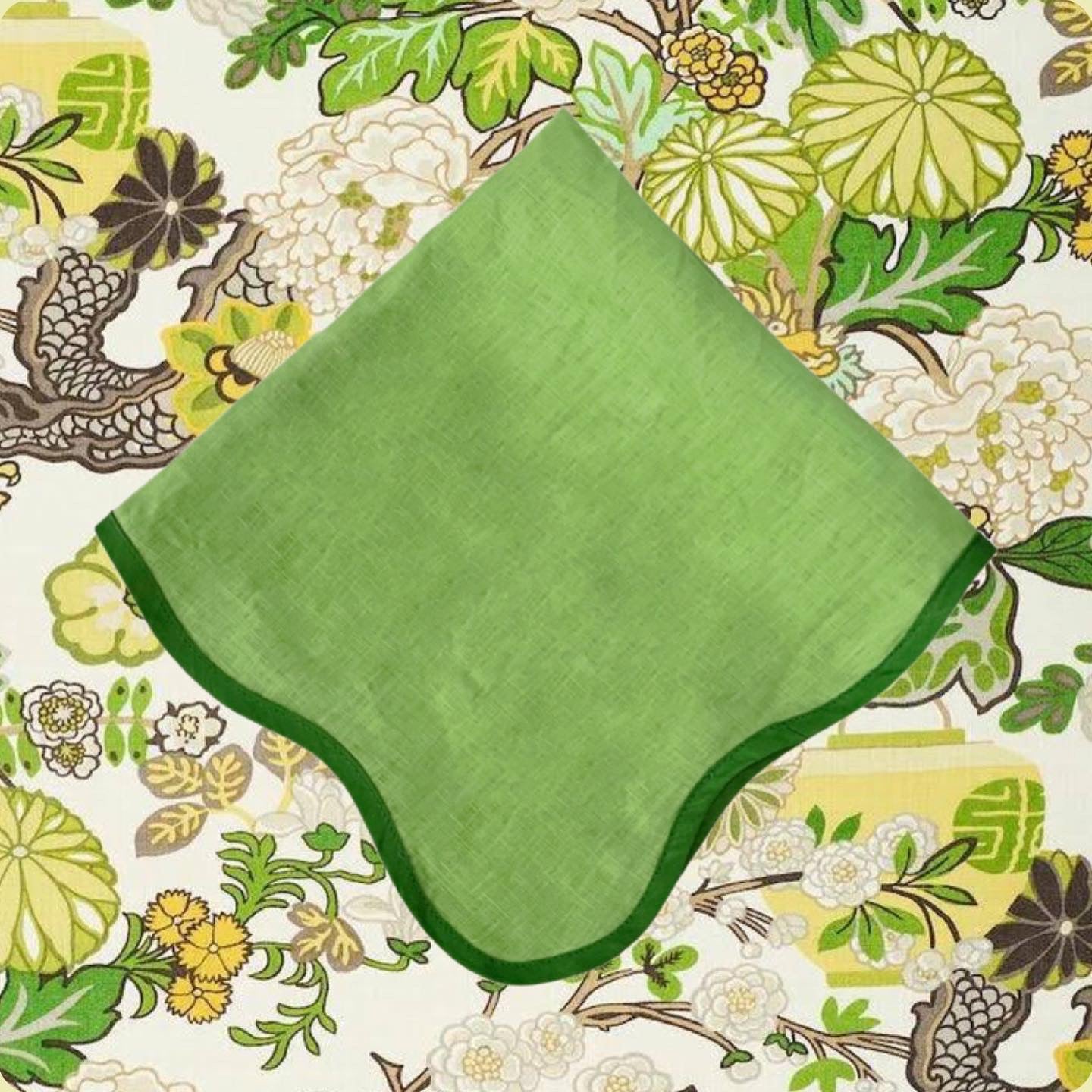 Set of 4 Wave Napkins, Grass Green