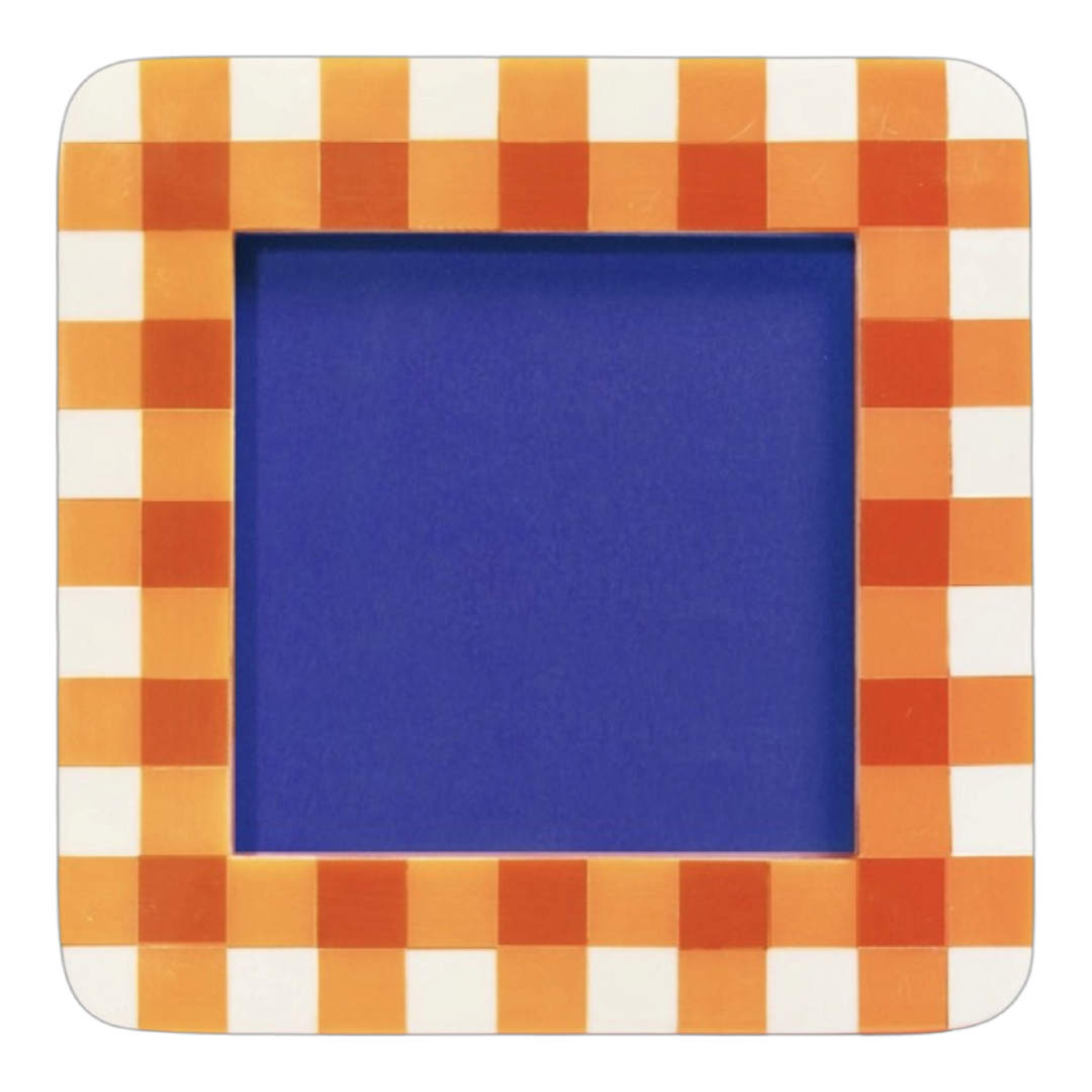 Orange and White Checkered Picture Frame