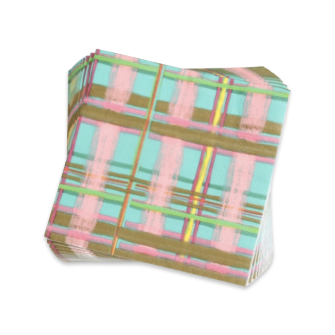 Plaid Paper Cocktail Napkins
