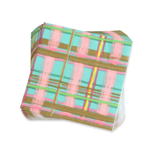 Plaid Paper Cocktail Napkins