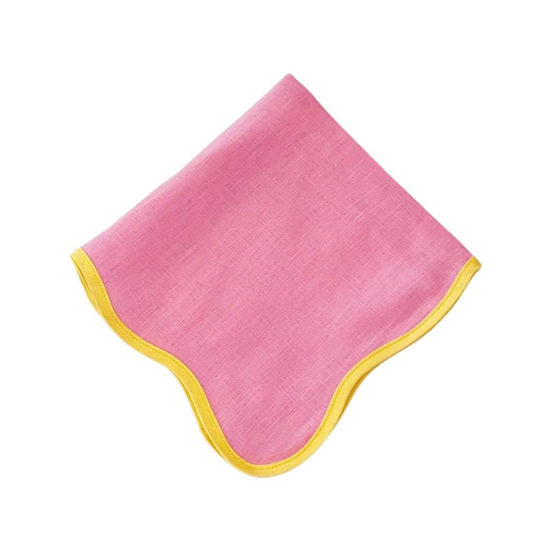 Set of Four Wave Napkins, Pink Yellow