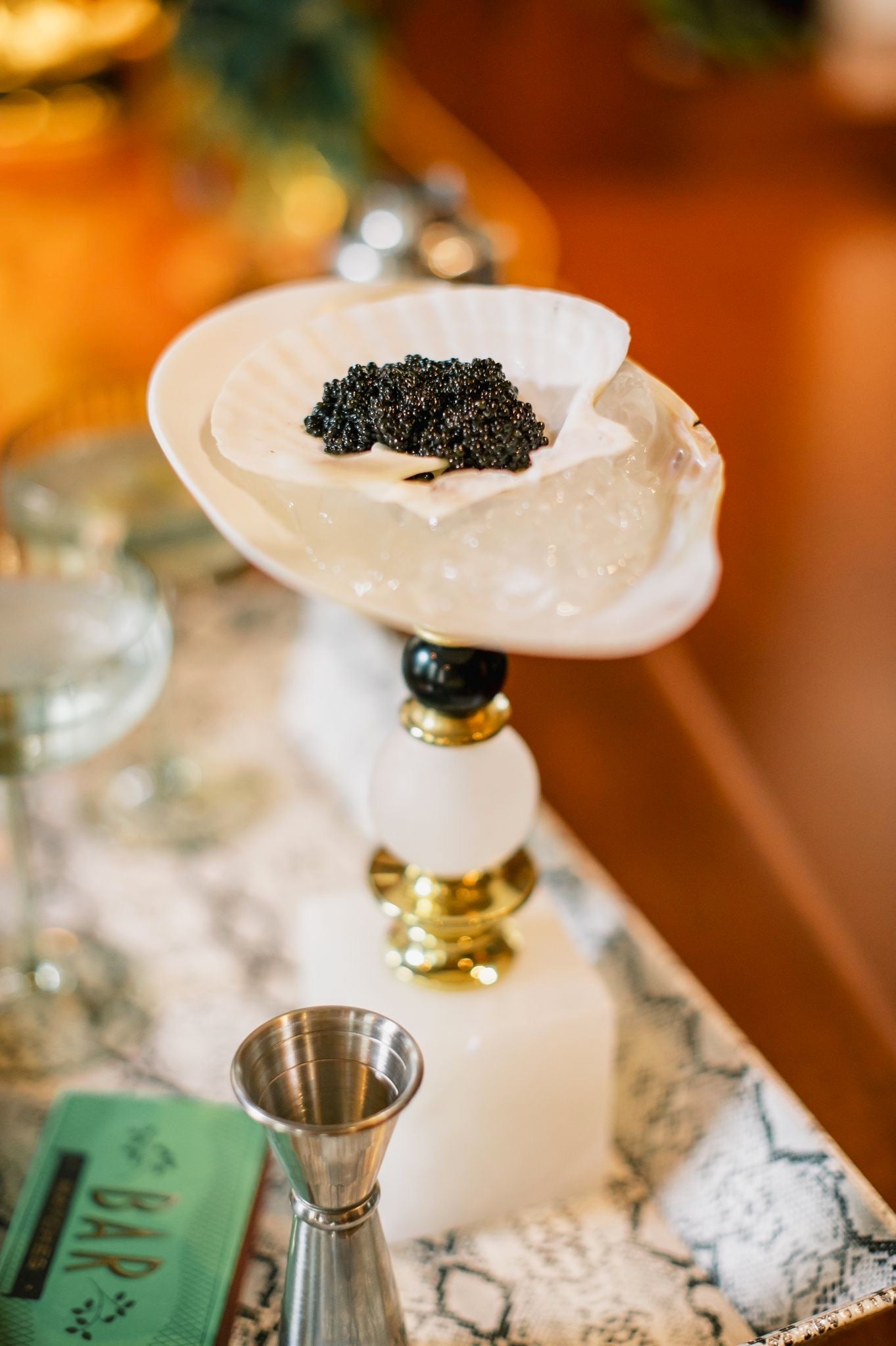 Alabaster and Shell Stand