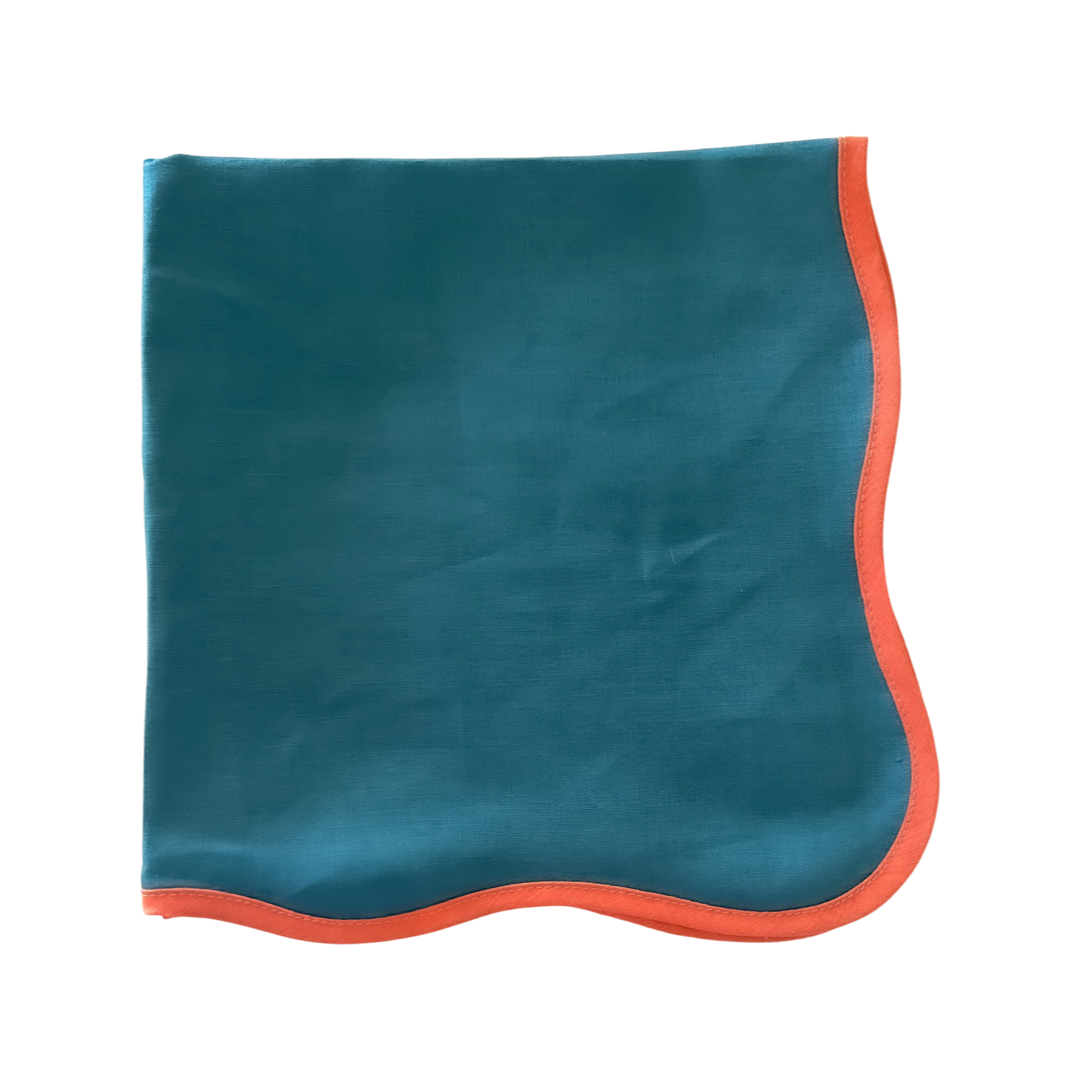 Set of 4 Wave Napkin, Teal Orange