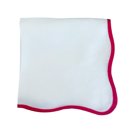 Set of 4 Wave Napkin, White Red