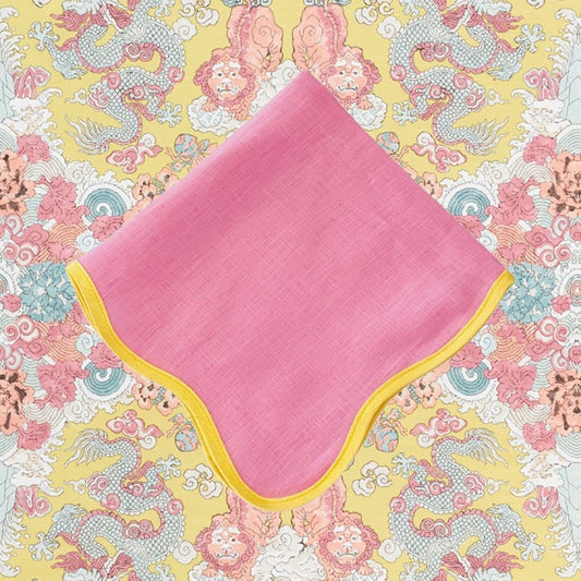 Set of Four Wave Napkins, Pink Yellow