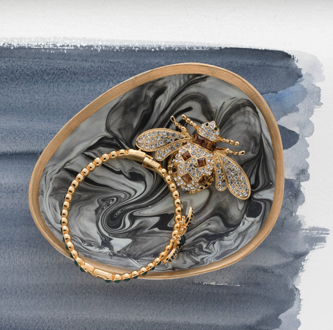 Black Marble Glaze Porcelain Trinket Dish