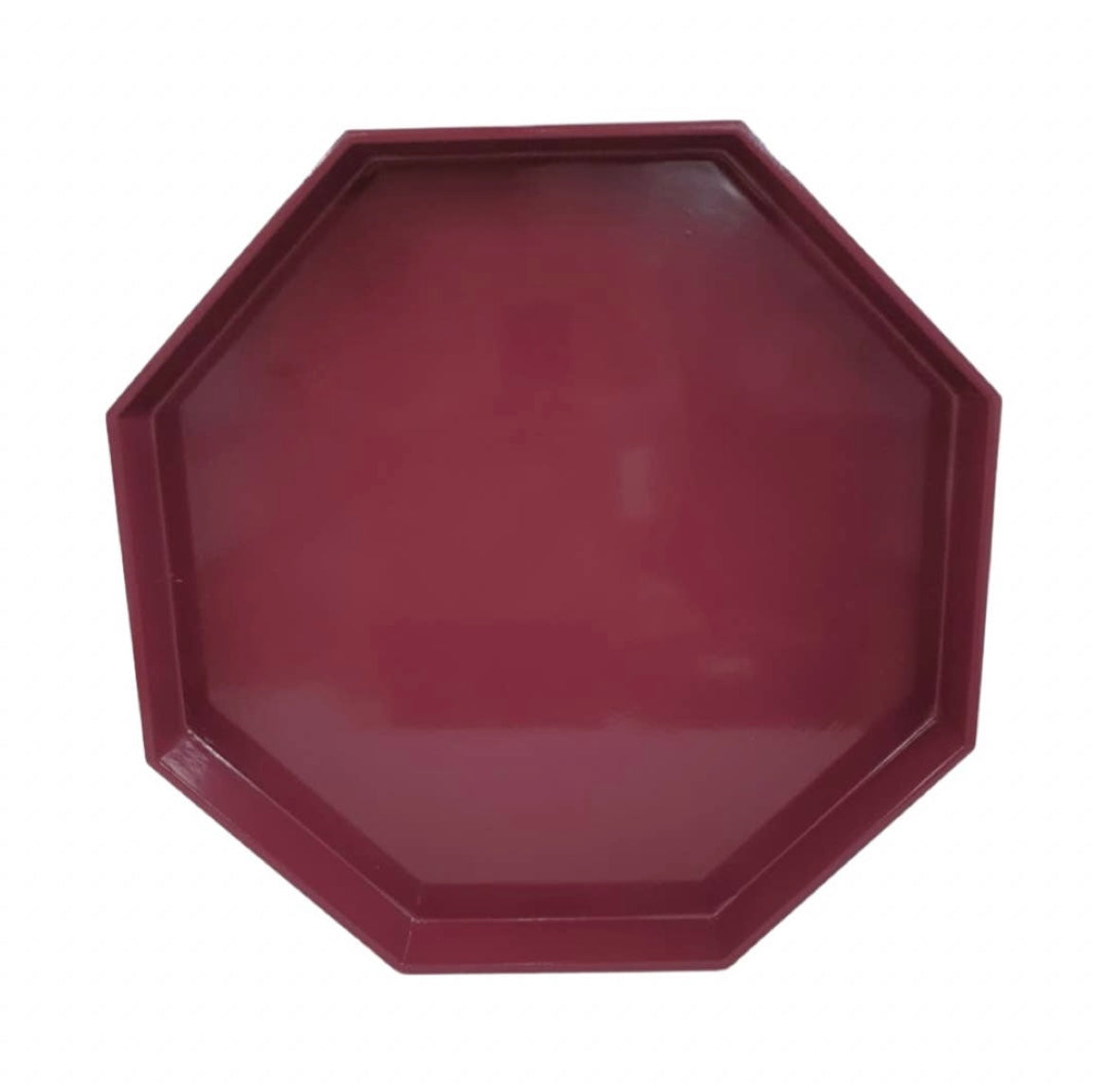 Medium Octagonal Lacquered Tray, Berry