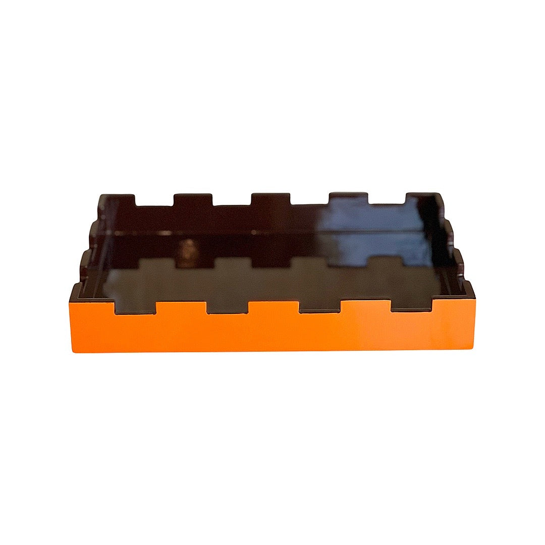 Small Lacquered Step Tray, Pumpkin