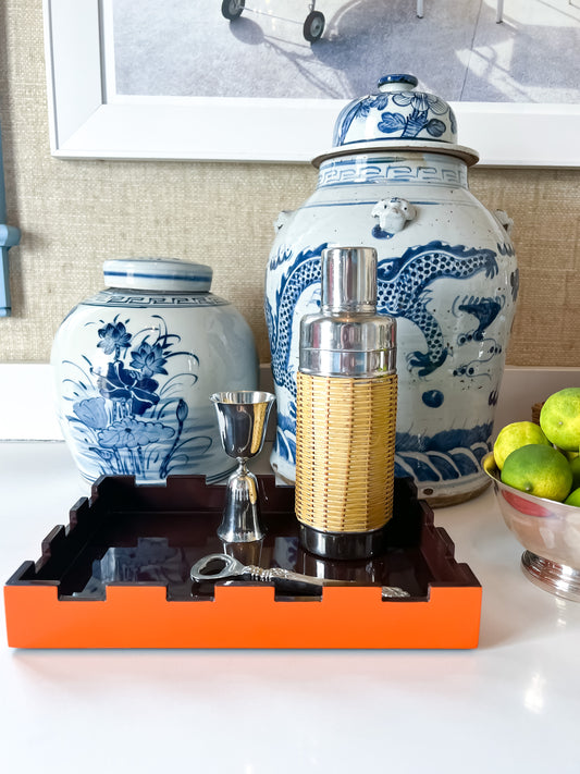 Small Lacquered Step Tray,  Pumpkin