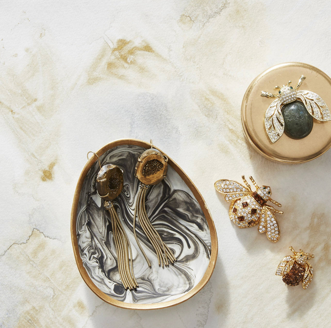 Black Marble Glaze Porcelain Trinket Dish