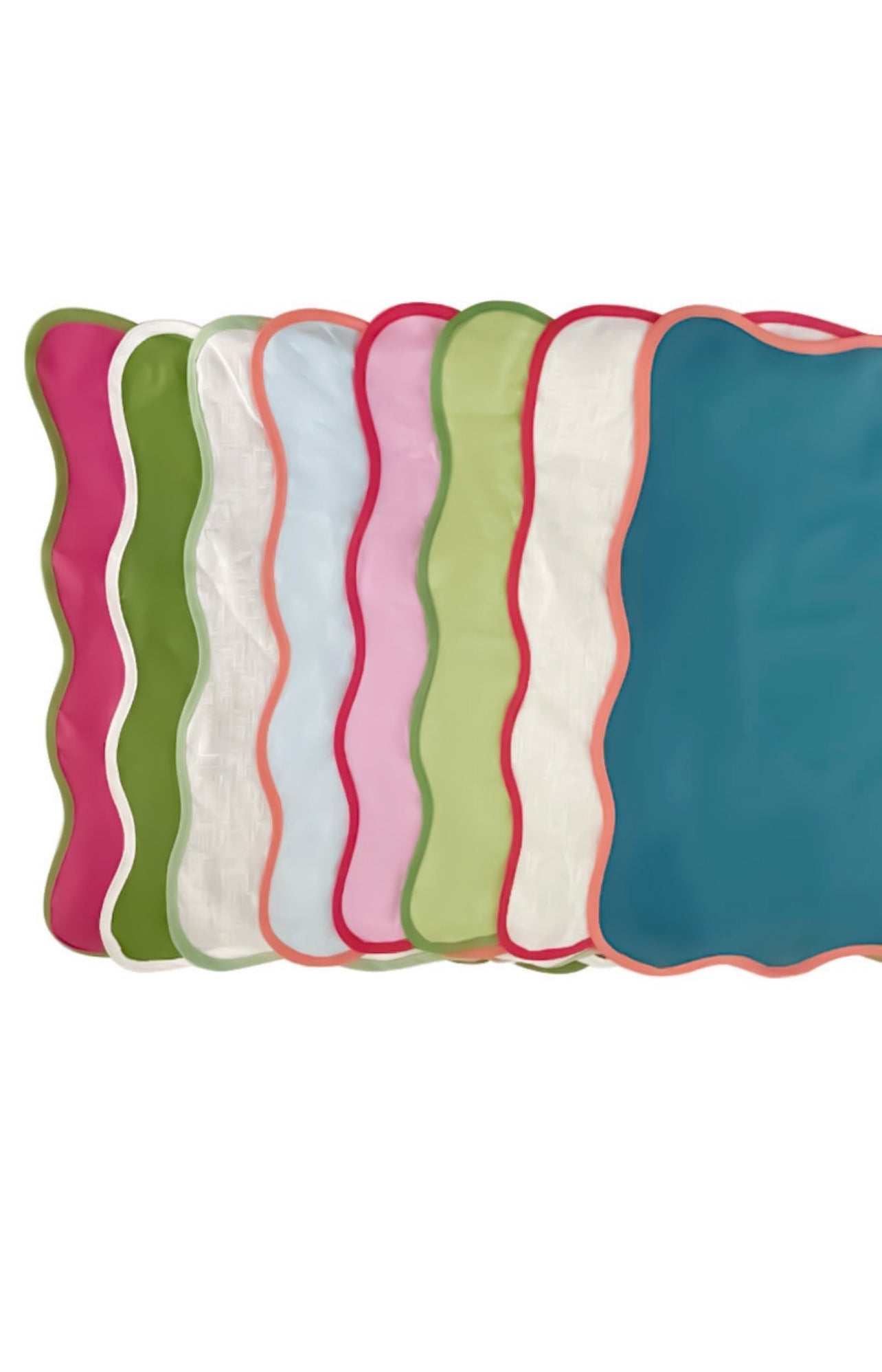 Set of 4 Wave Napkin, Green White