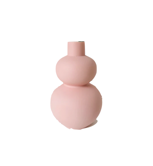 Matte Porcelain Mini Double Lobed Vase in Dusty Pink
