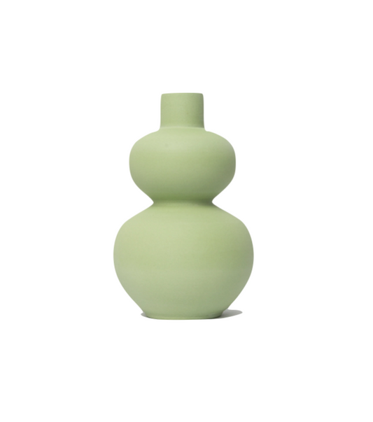 Matte Porcelain Mini Double Lobed Vase in Sage