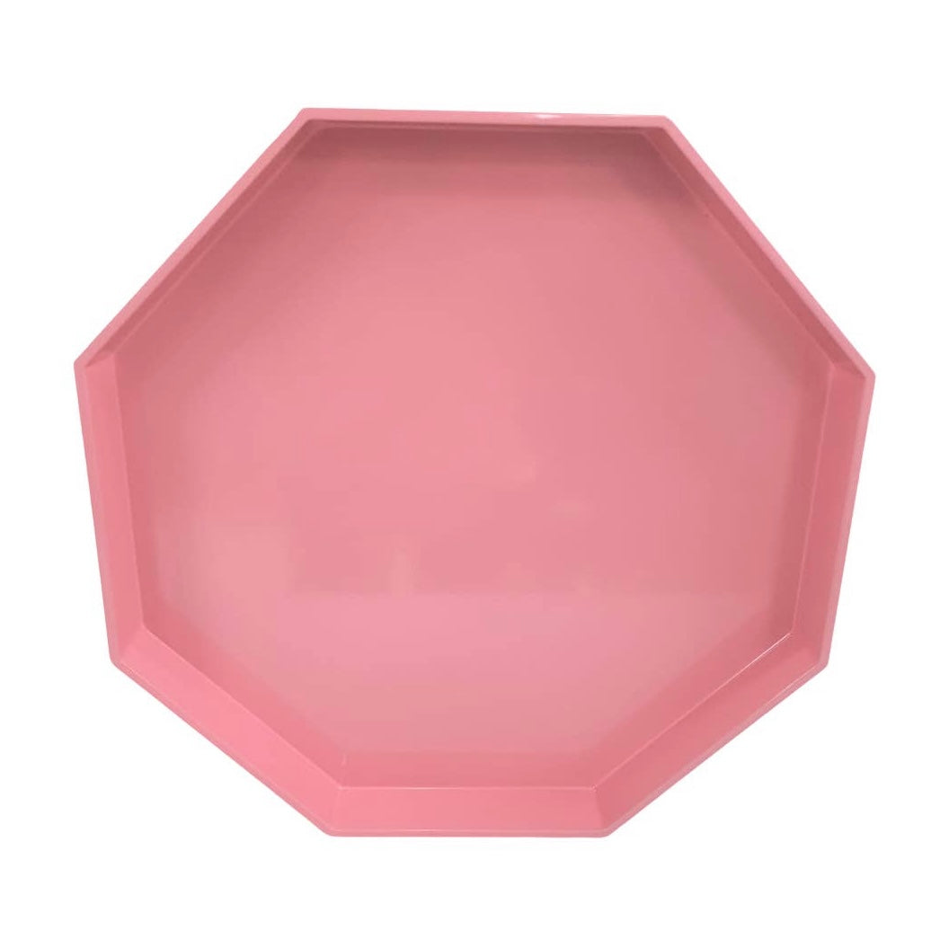 Medium Octagonal Lacquered Tray, Eraser Pink