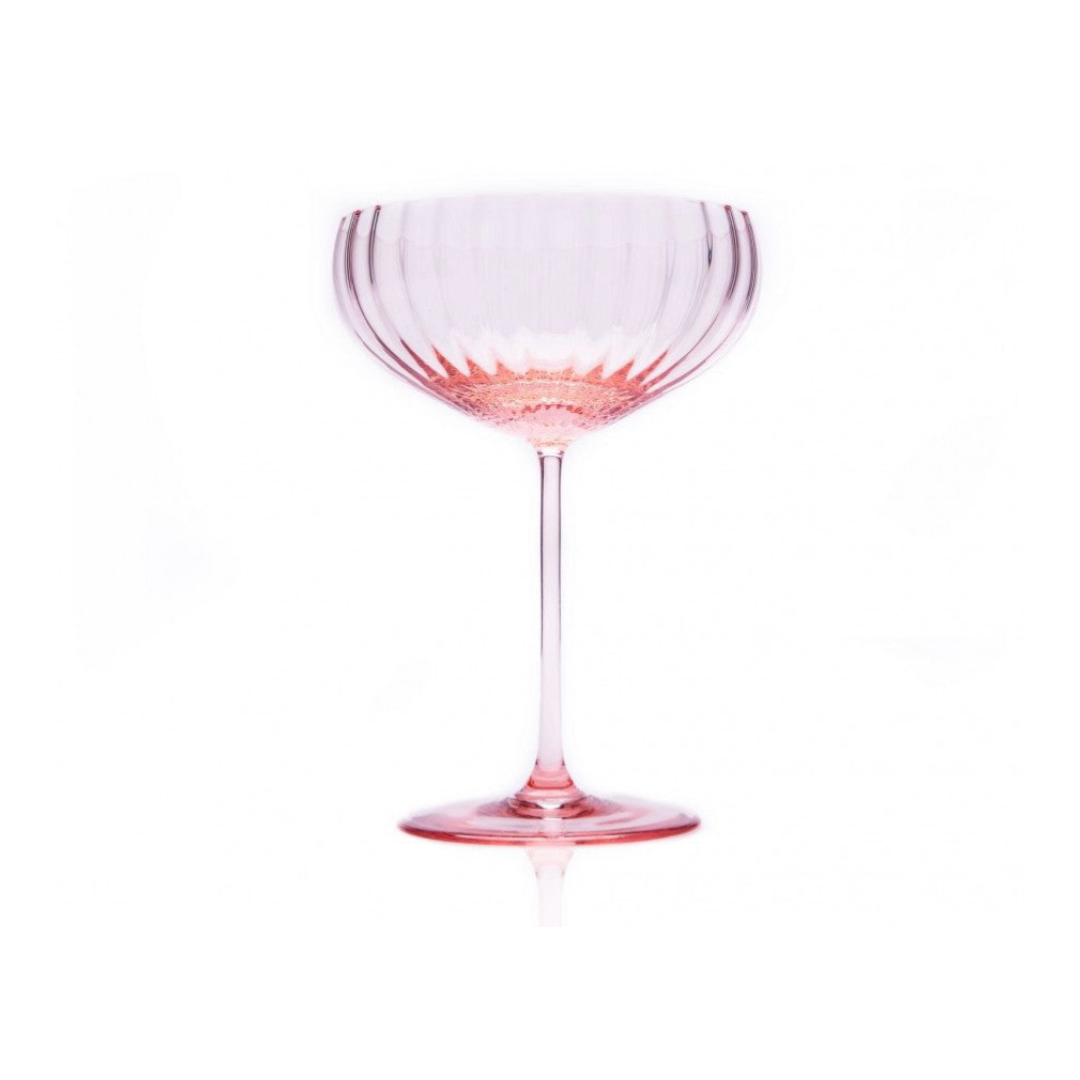 Rose Ripple Coupe Glass, Pair