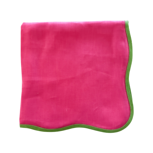 Set of 4 Wave Napkin, Pink Green