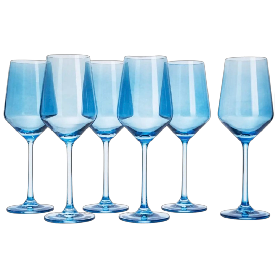 Wine Glass Set of Six, Blue
