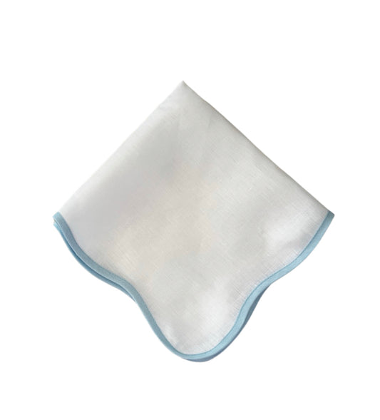 Set of 4 Wave Napkins, White Blue