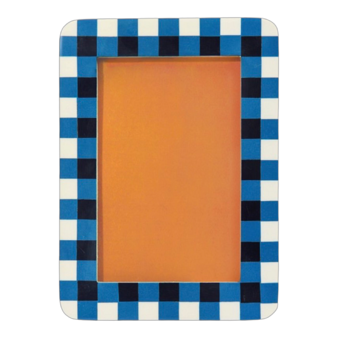 Blue and White Checkered Picture Frame