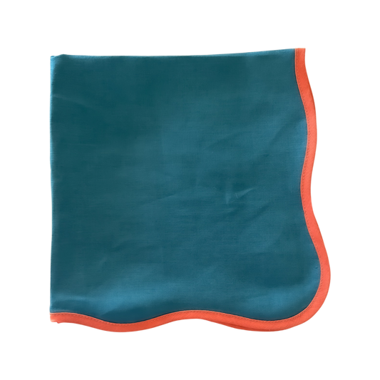 Set of 4 Wave Napkin, Teal Orange