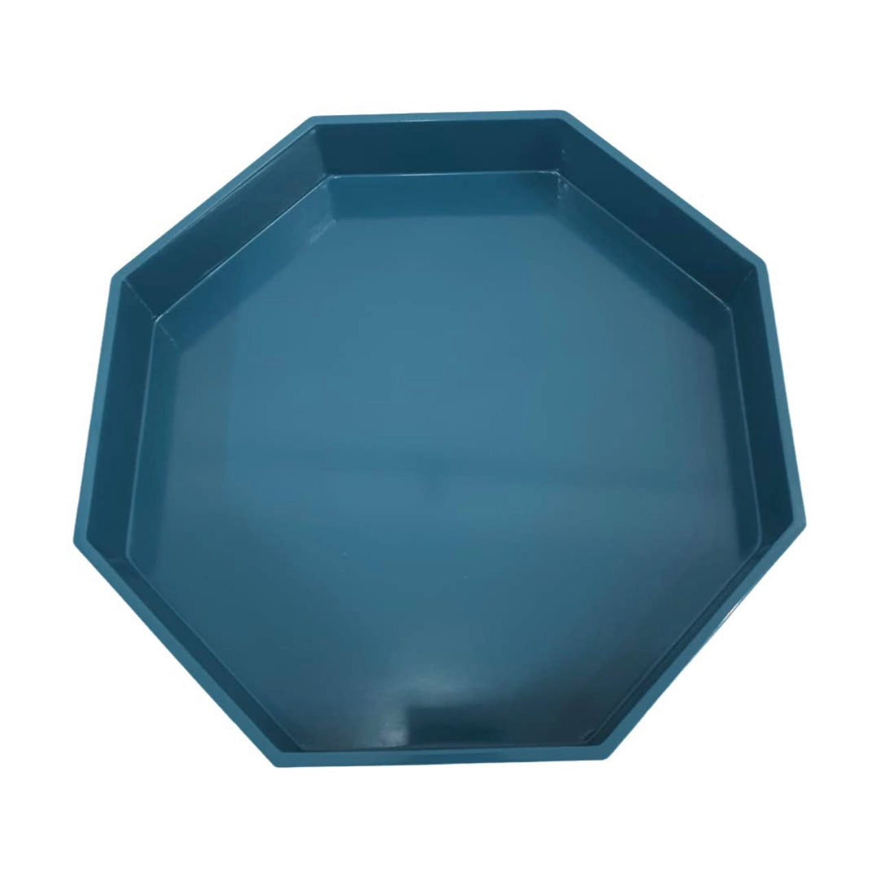 Large Octagonal Lacquer Tray, Prussian