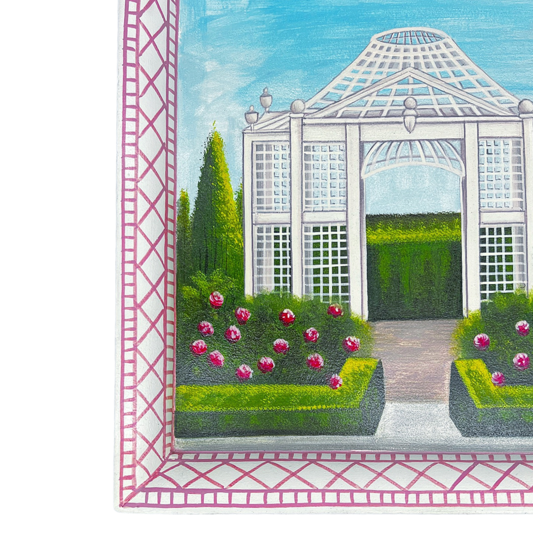 Lattice Rose Garden Painted Tray