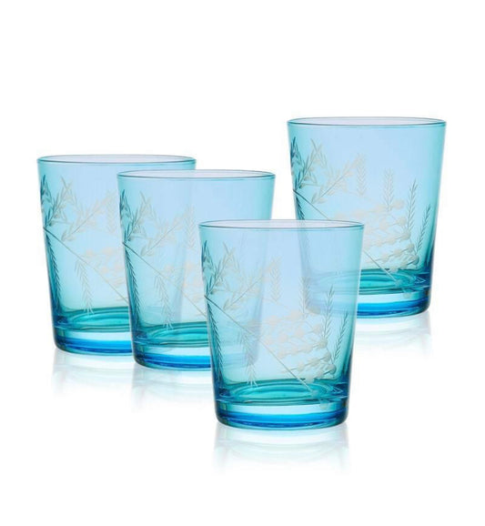Wildflower Etched Old Fashioned Glasses Set
