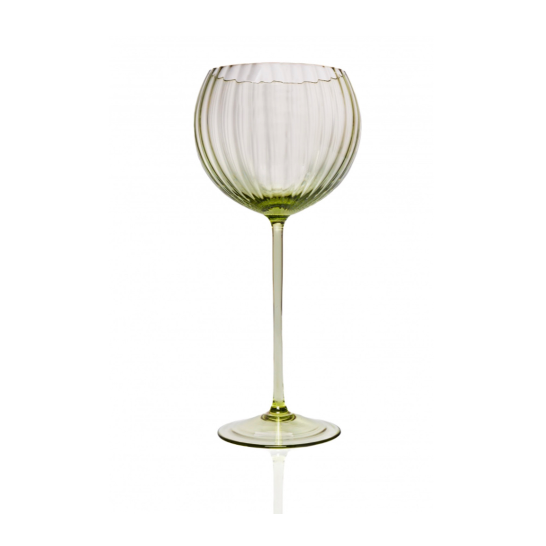 Olive Ripple Red Wine Glass Pair