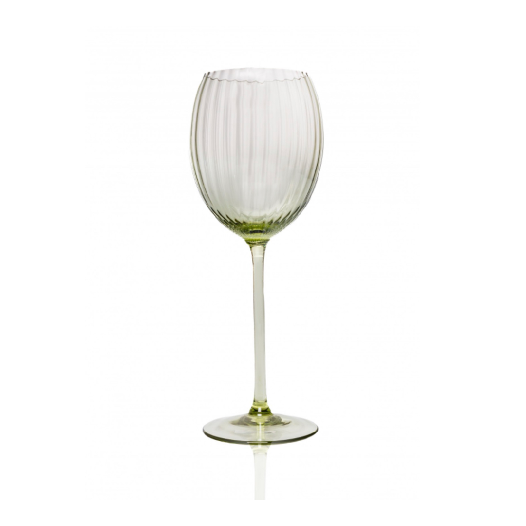 Olive Ripple Red Wine Glass Pair
