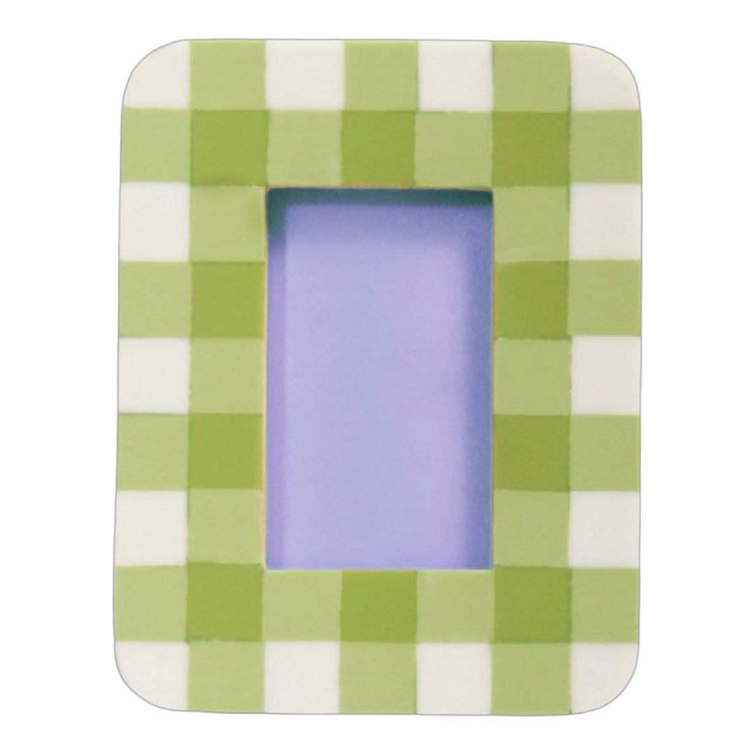 Green and White Checkered Picture Frame