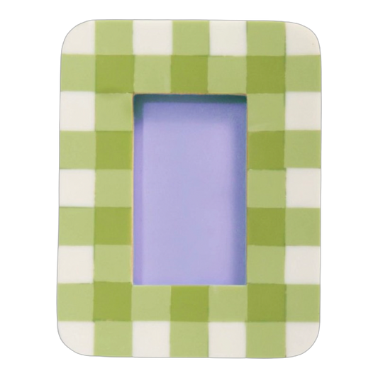Green and White Checkered Picture Frame